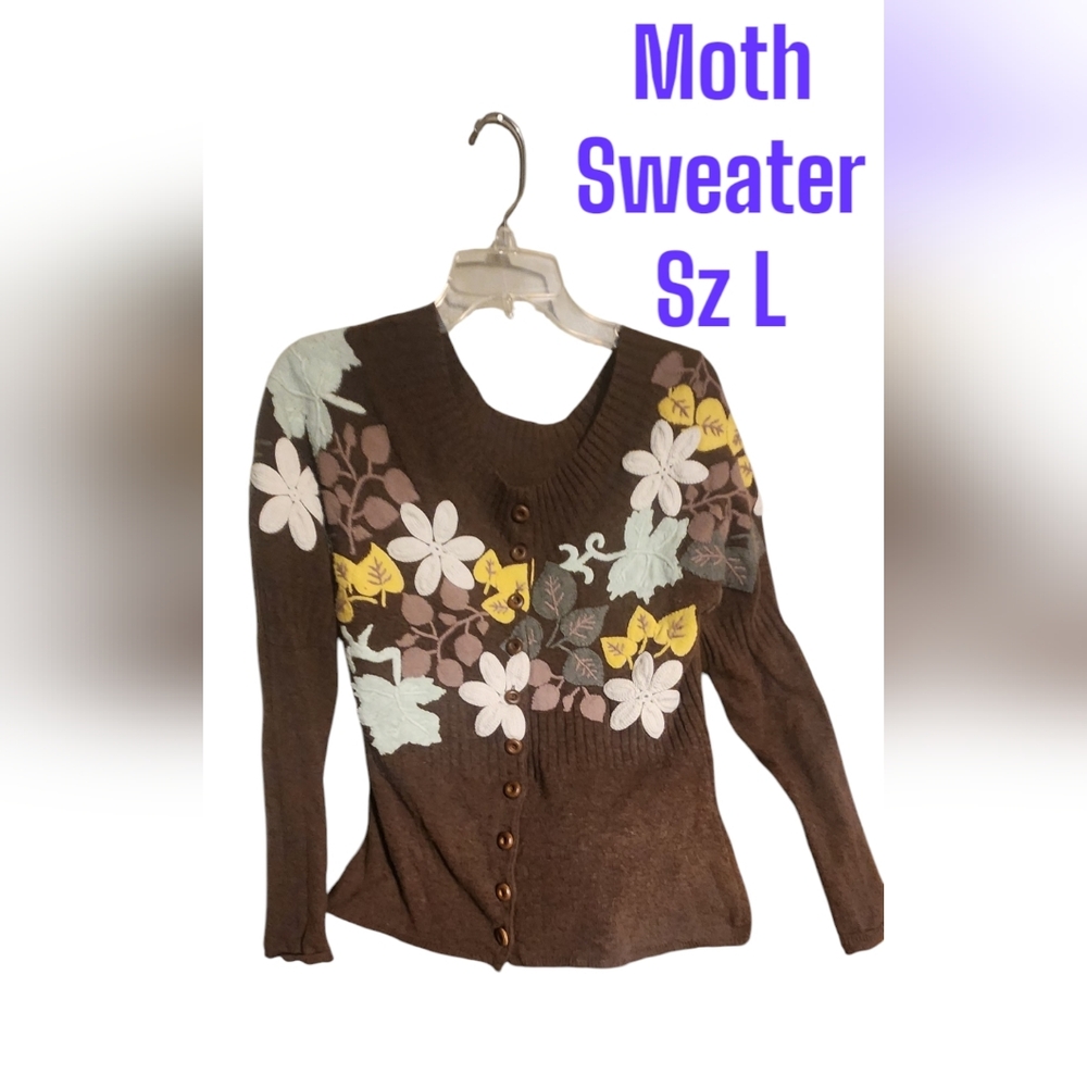 Moth Brown Floral Sweater
